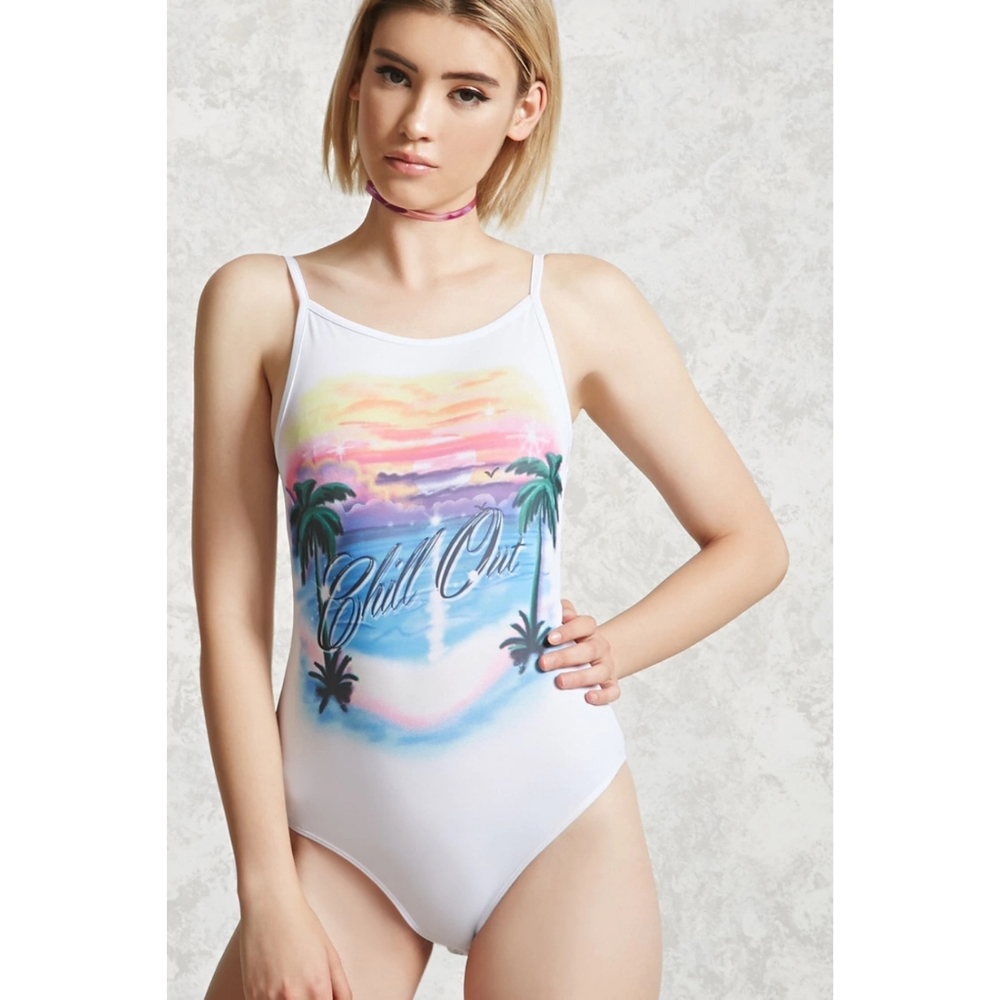 Forever 21 chill out graphic bodysuit S